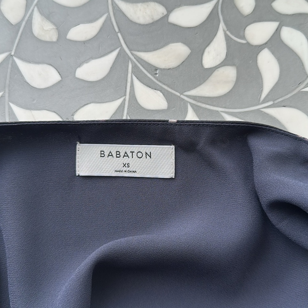 Babaton XS Floral Wrap Dress in Charcoal/Pink/Blue/Green - Picture 6 of 8